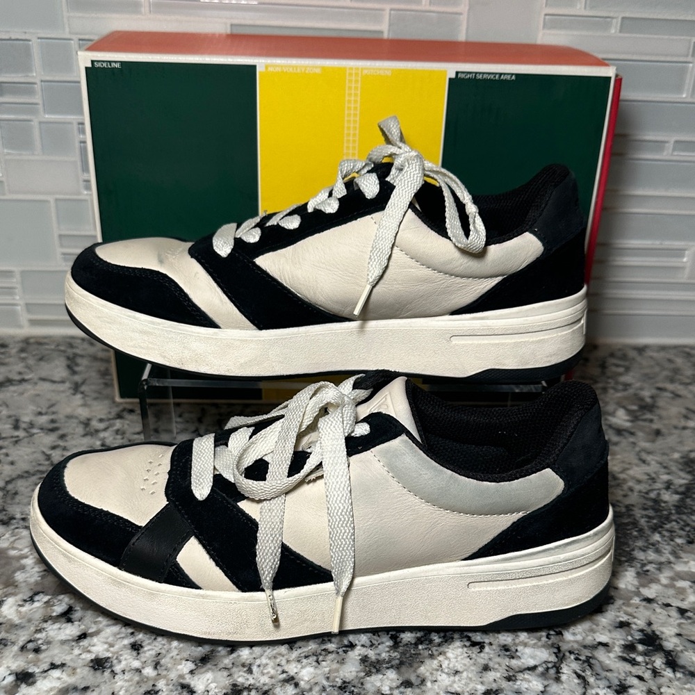 Keds x Staud The Court Leather White Black Sneakers - 7.5